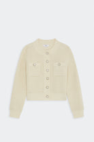 Suncoo Gabor Cream Knitted Jacket Style Cardigan with Pearl Buttons