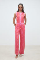 Suncoo Gablesi pink sleeveless knit vest button front fitted top