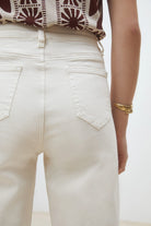 Suncoo Roy straight leg white jeans women back pocket detail