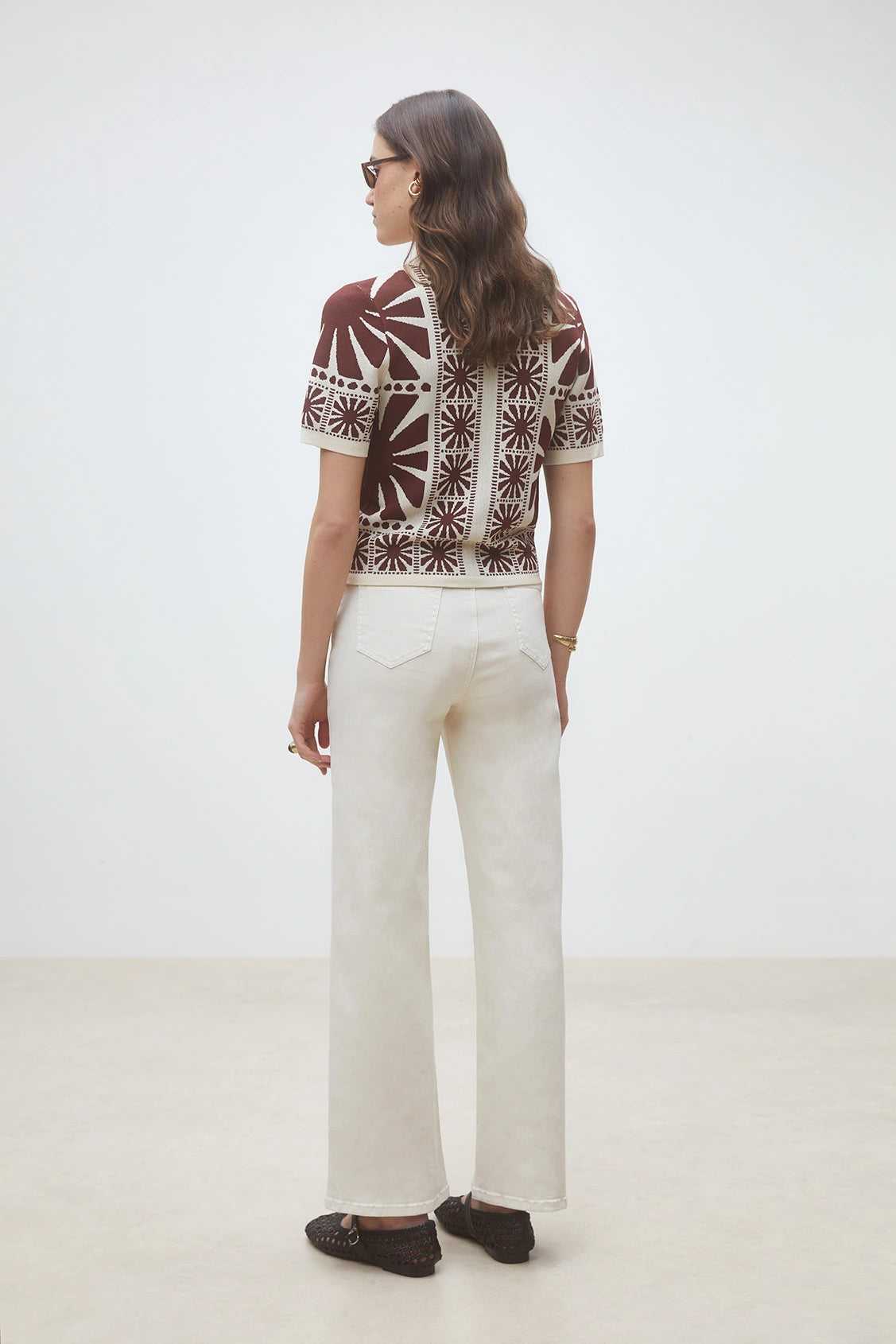 Suncoo Roy women’s white straight leg jeans back view