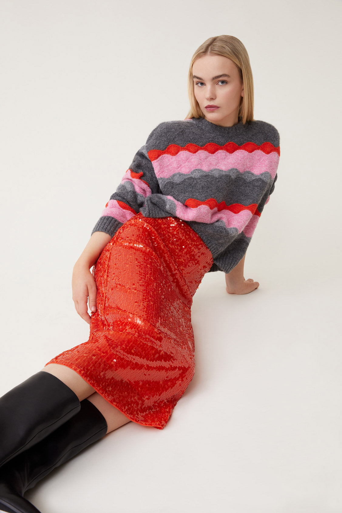 Suncoo Panayo Scallop Pattern Knitted Jumper