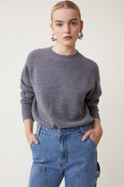 Suncoo Paulvar Grey High Neck Pure Wool Jumper