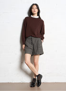 Suncoo Picola prune jumper with white detachable shirt collar
