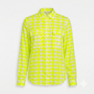 This Girls Curiosity Mimas Neon Yellow Houndstooth Print Shirt