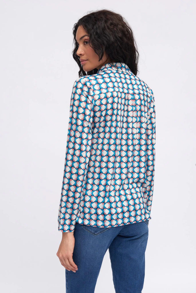 Tinta Alma Blue/Pink Geo Print Shirt From The Back
