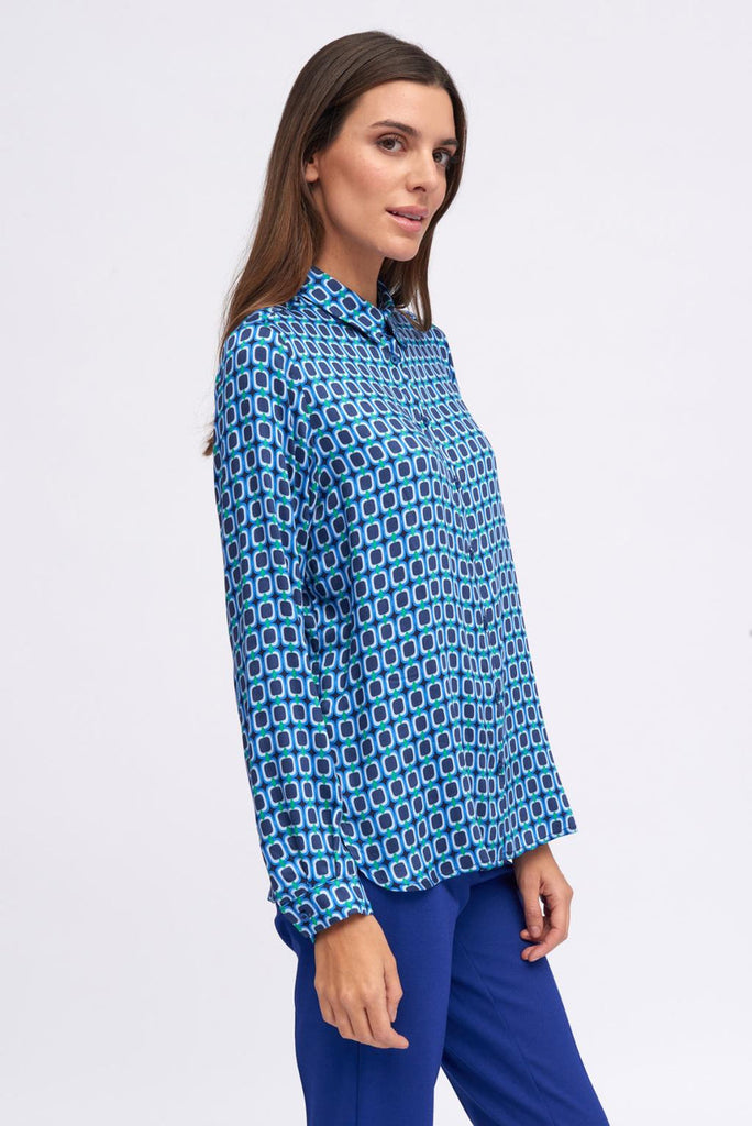 Tinta Cansu Blue Geometric Print Blouse