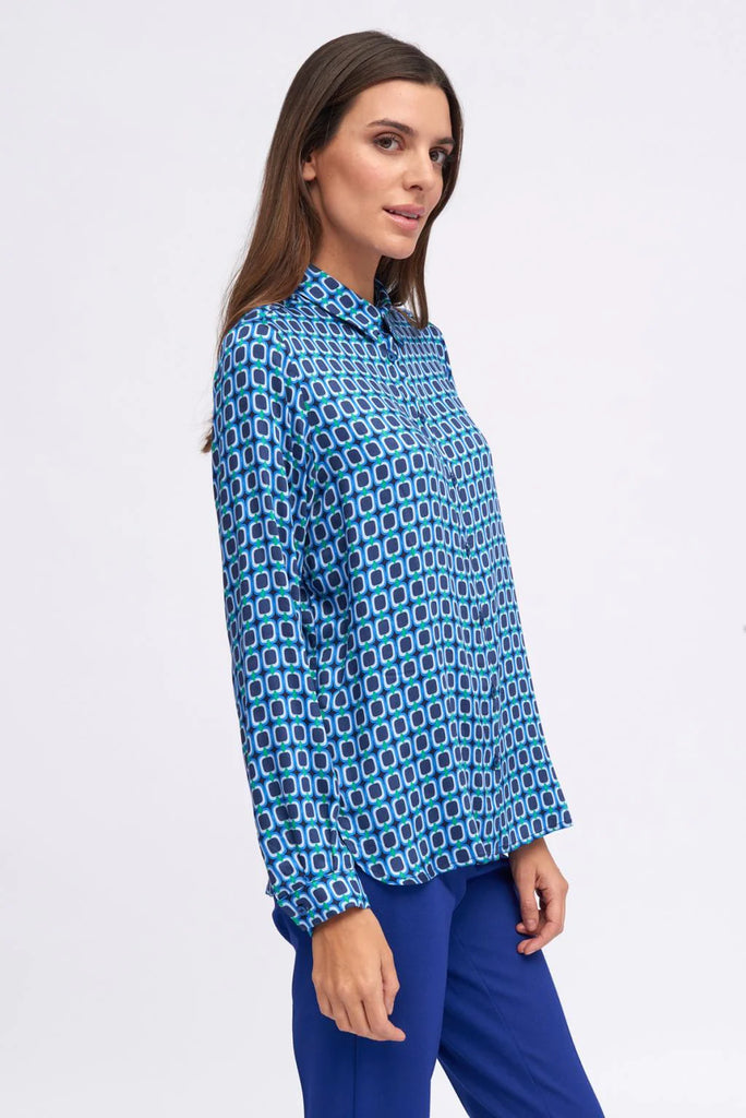 Tinta Cansu Blue Geometric Print Shirt
