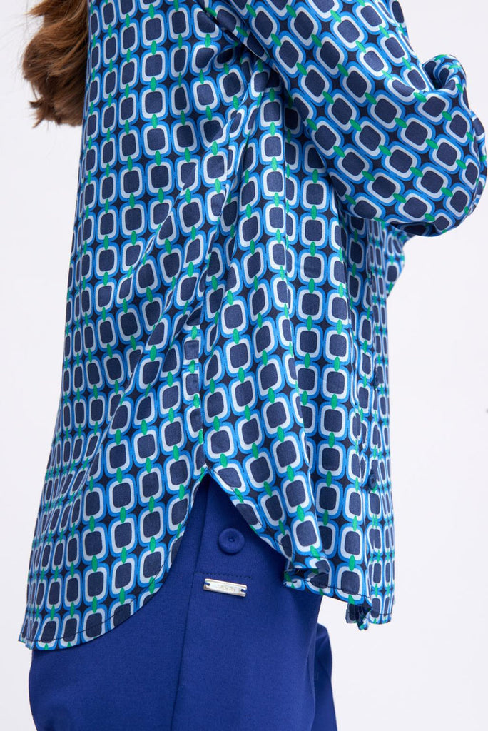 Tinta Cansu Blue Geometric Print Shirt