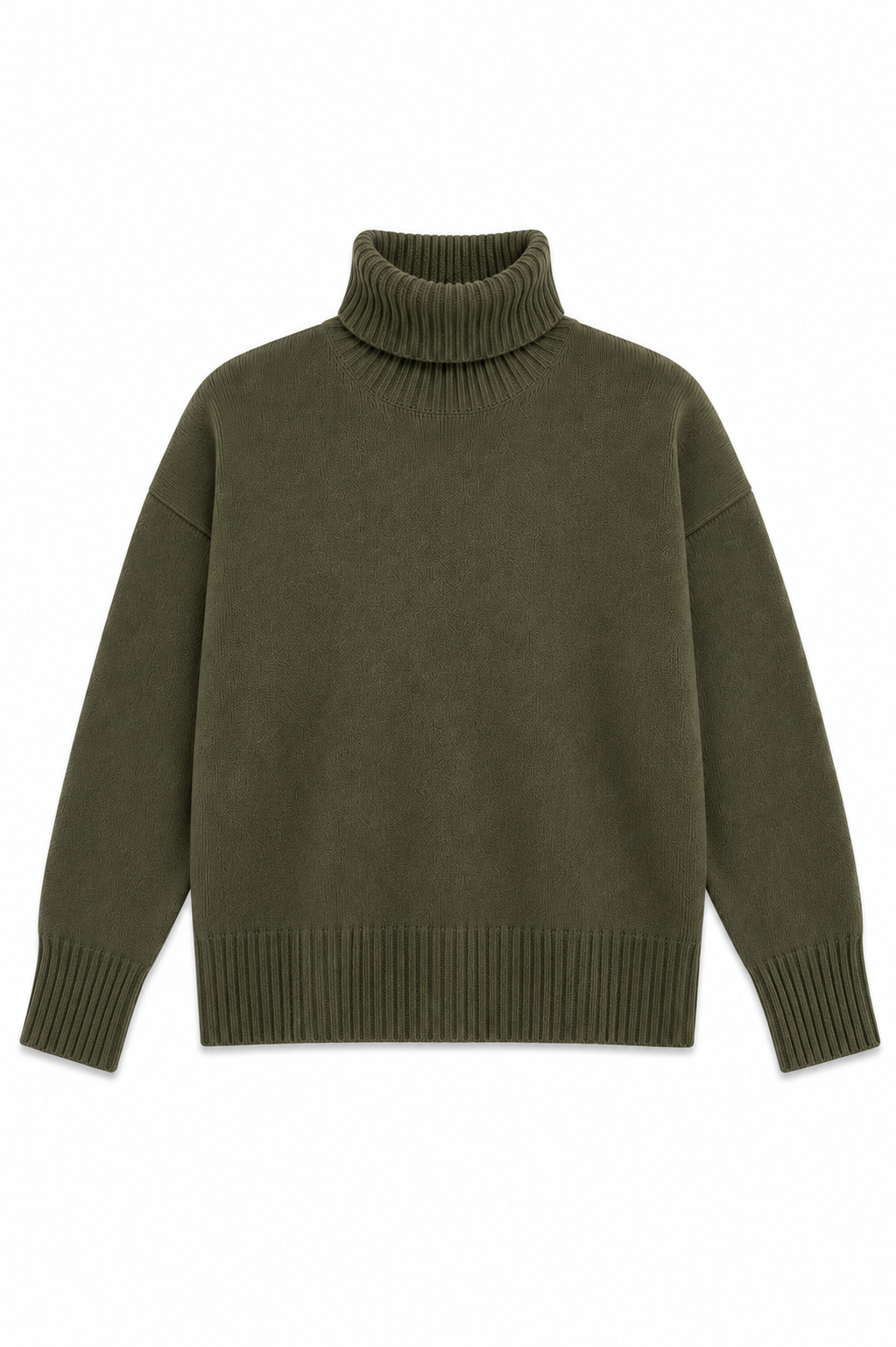 Twins Greeley olive green soft knit turtle neck jumper product view