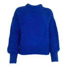 Twins Moana cobalt blue mohair blend fluffy crew neck jumper front view