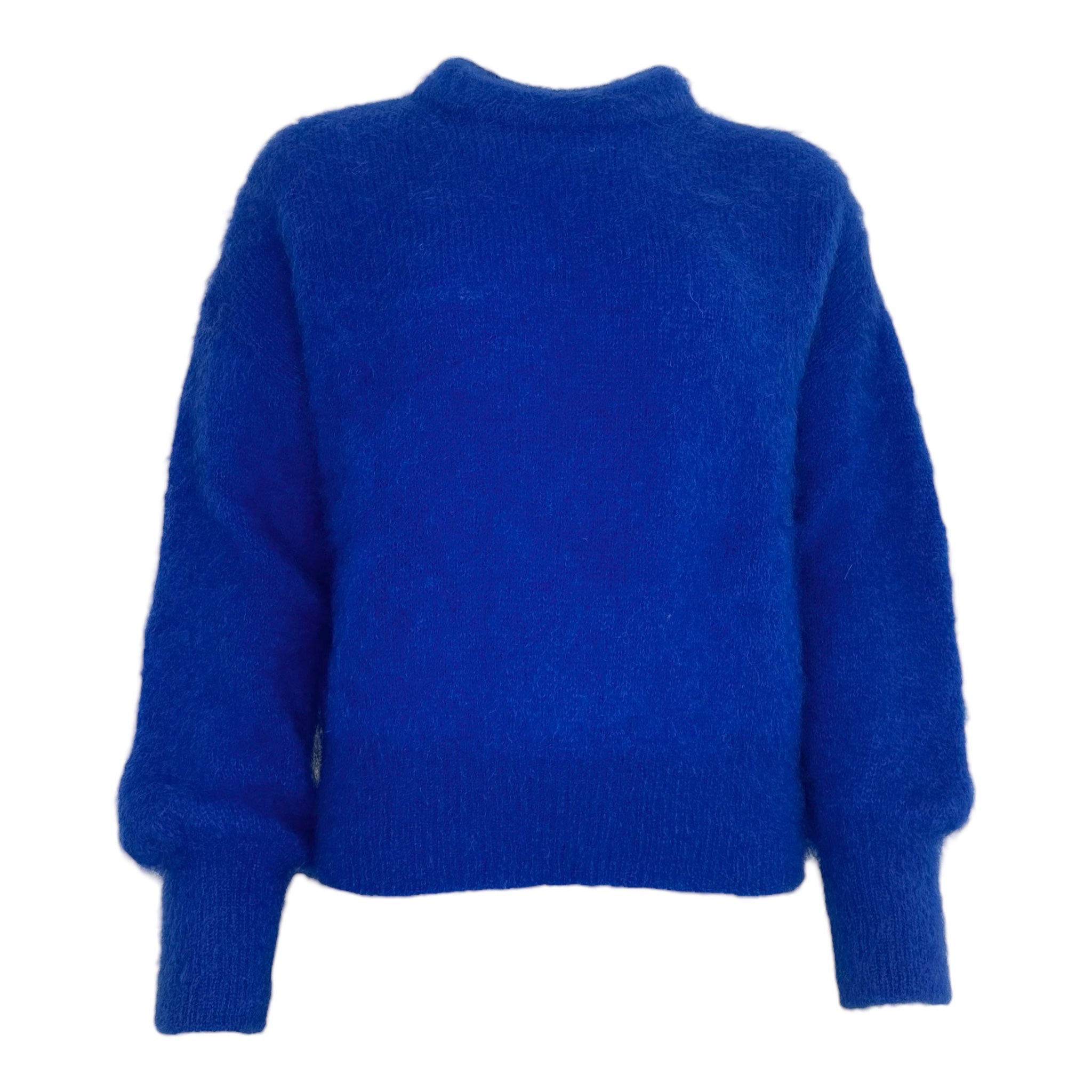 Twins Moana cobalt blue mohair blend fluffy crew neck jumper front view