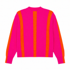 Twins Reno neon pink and orange striped crew neck jumper front view