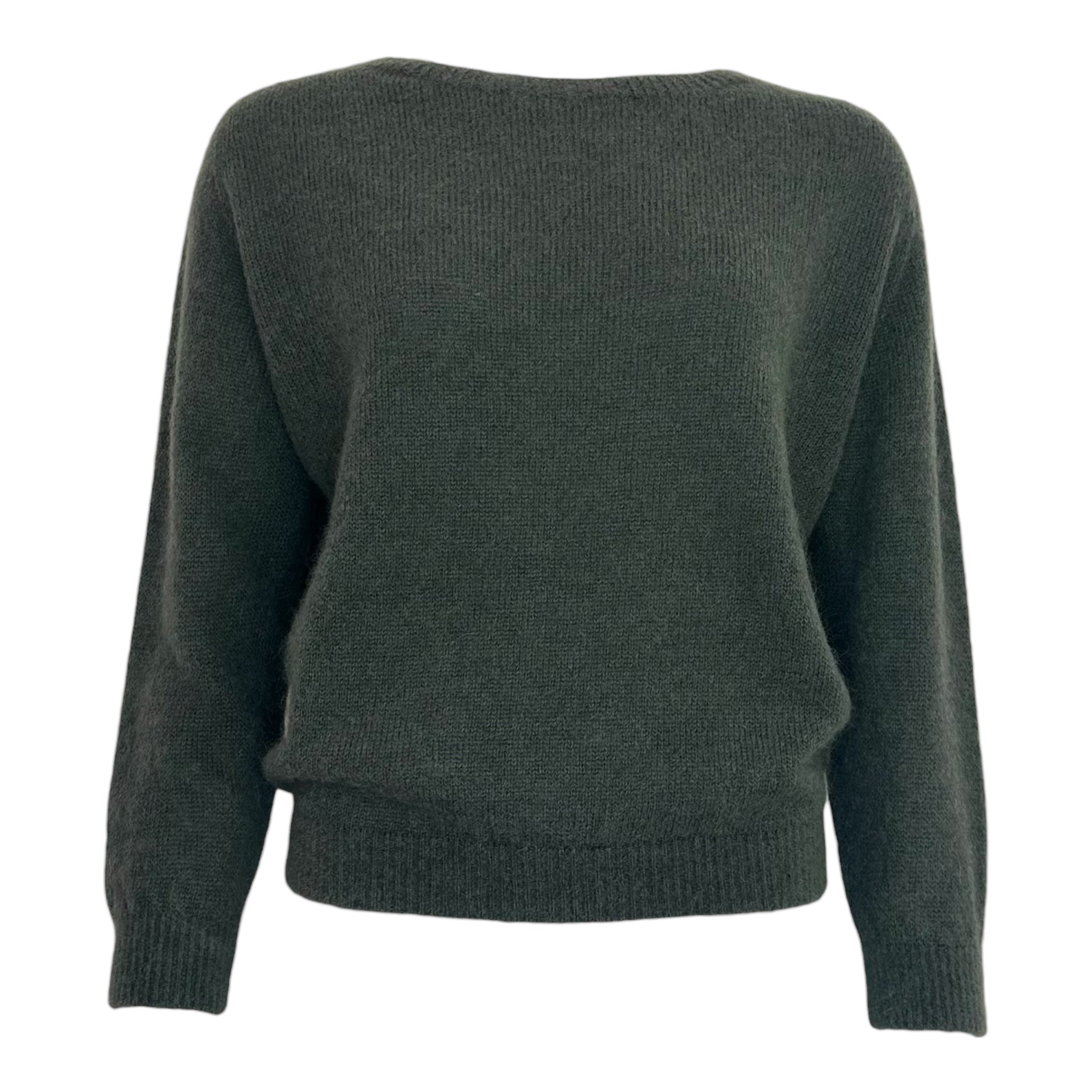 Twins Sanibel forest green alpaca blend boat neck jumper product view