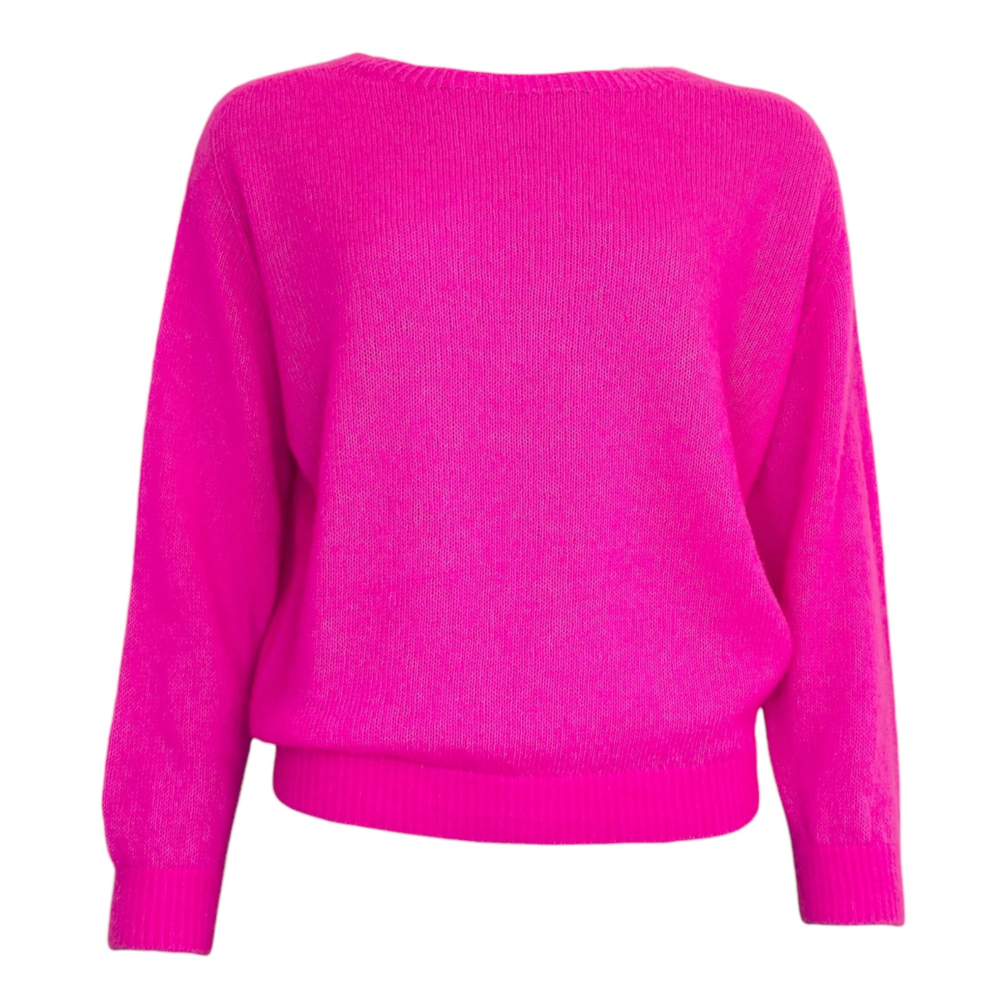 Twins Sanibel neon pink alpaca blend boat neck jumper front view