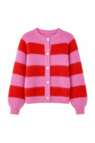 Twins Timea pink and red striped mohair blend cardigan product view