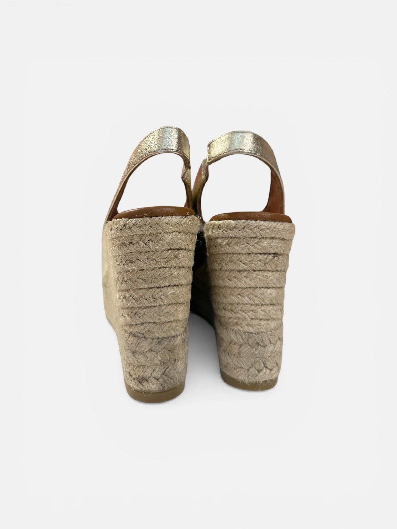Viguera high gold wedge sandals back profile espadrille platform slingback