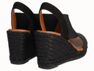 Viguera black wedge sandal back view jute heel