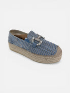 Viguera blue woven espadrille loafers with jewelled buckle