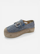 Viguera blue woven espadrille summer shoes with jewelled buckle
