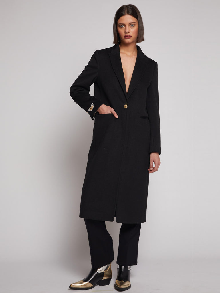 Vilagallo Katherin Black Butterfly Dress Coat