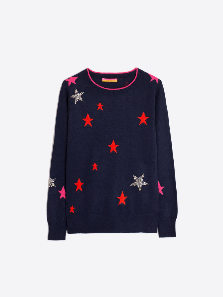 Vilagallo Intarsia Navy Stars Sweater