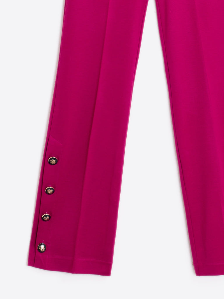 Vilagallo Mikaela Raspberry Stretch Trousers With Gold Button Detail