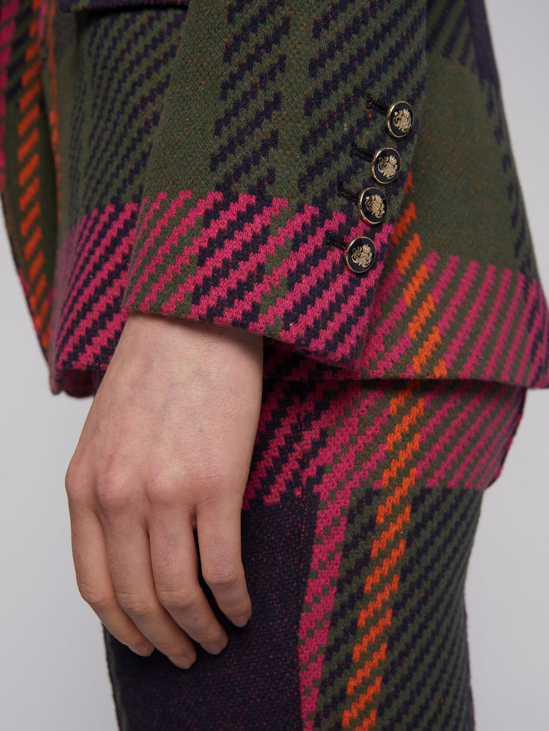 Vilagallo Ingrid Knit Check Blazer Buttons
