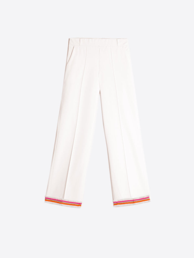 Vilagallo Carole Smart White Trousers With Fluorescent Trim