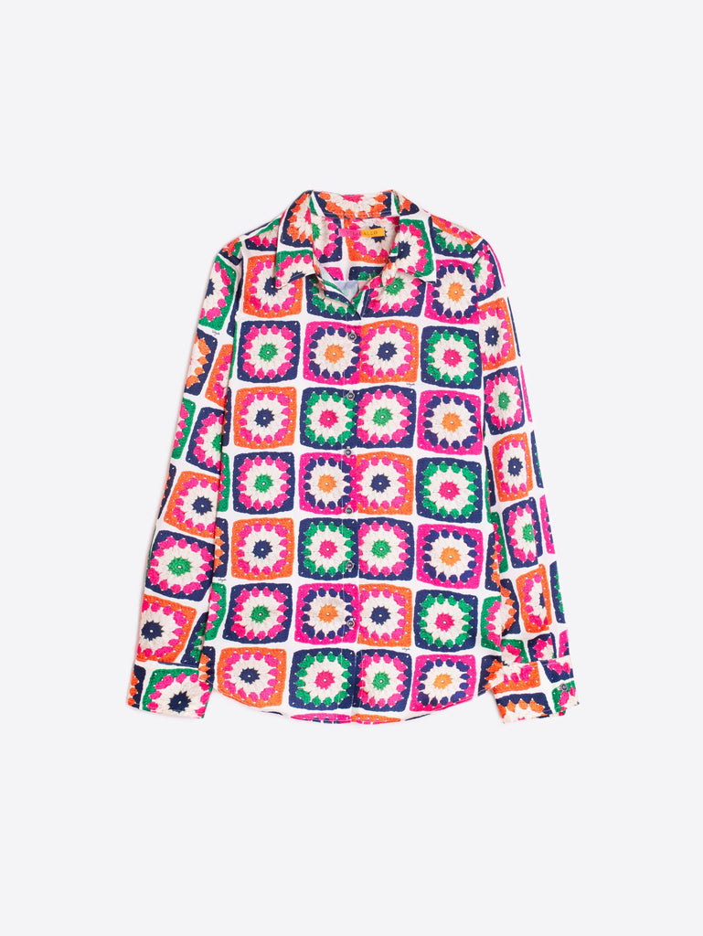 Vilagallo Gaby Multi-colour Crochet Print Shirt