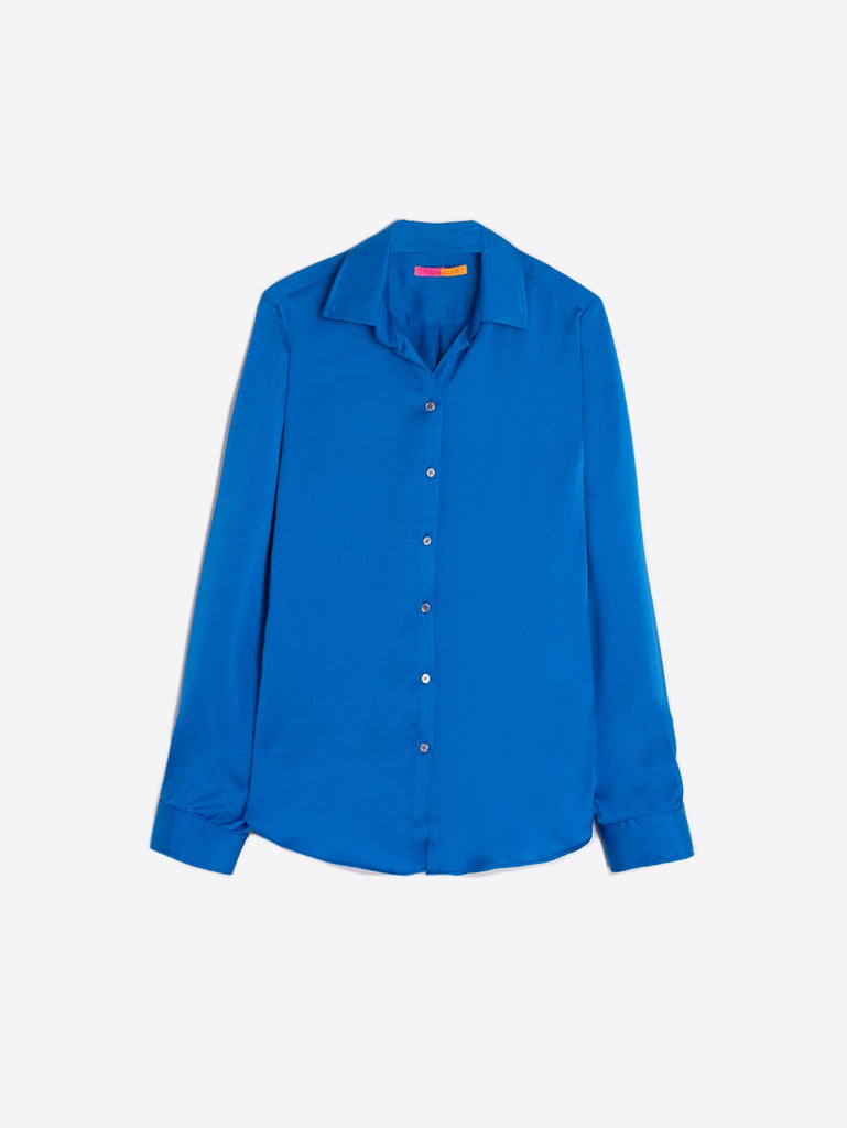 Vilagallo Gaby Sapphire Blue Satin Shirt