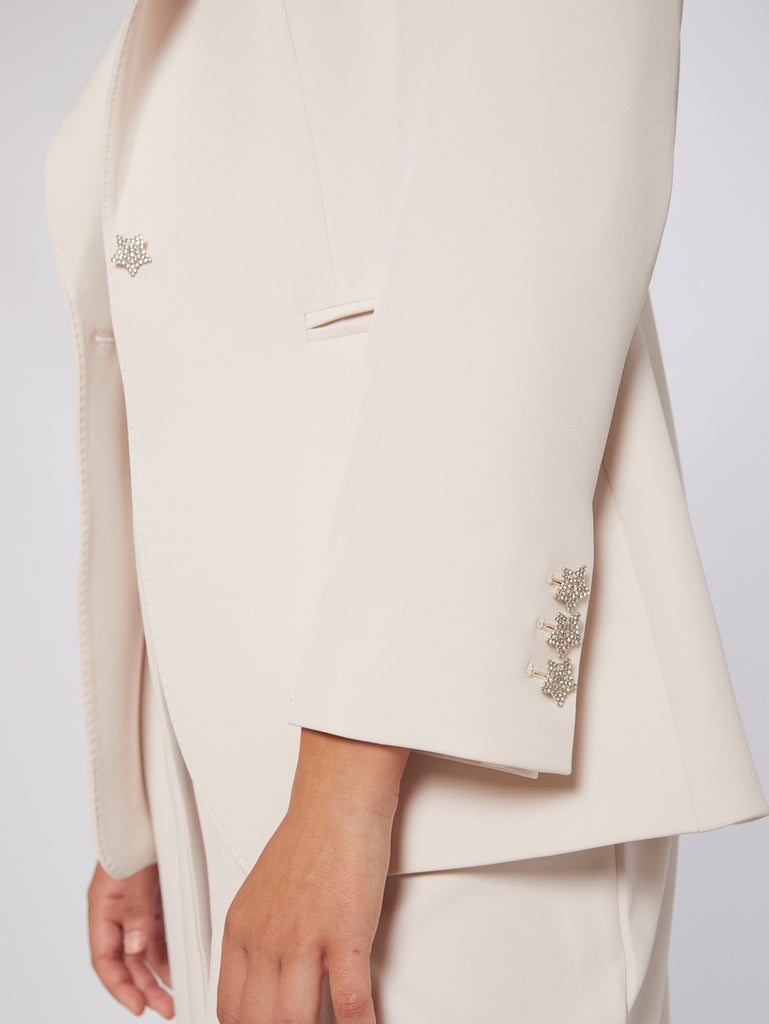 Vilagallo Rock Crep Off White Blazer With Jewelled Star Buttons On Sleeve