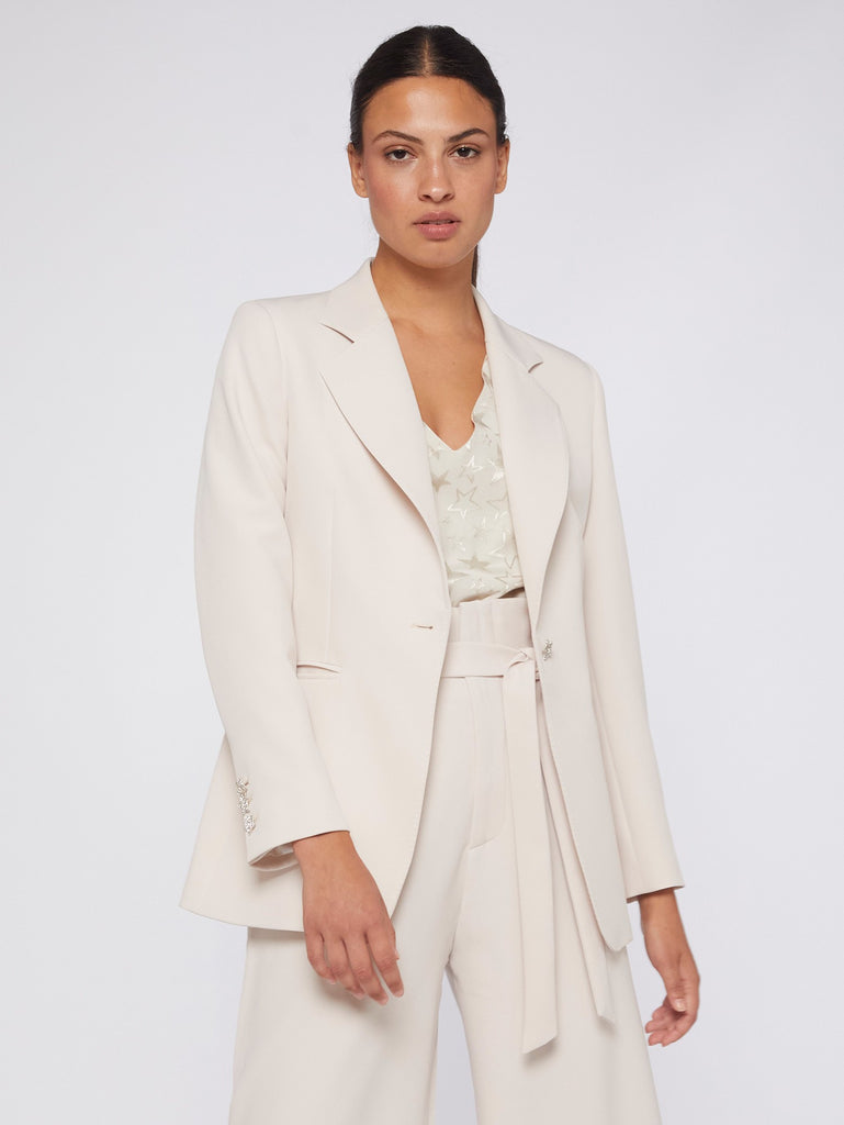Vilagallo Rock Crep Off White Blazer With Jewelled Star Buttons