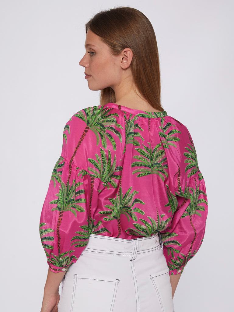Vilagallo Mabel Pink Palm Tree Shirt From The Back 