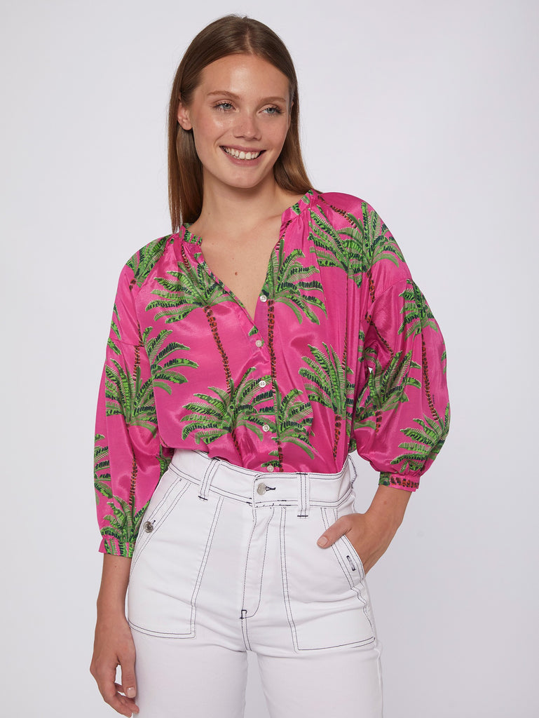 Vilagallo Mabel Pink Palm Tree Shirt