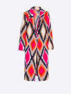 Vilagallo Pink/Orange Diamond Print Dress Coat