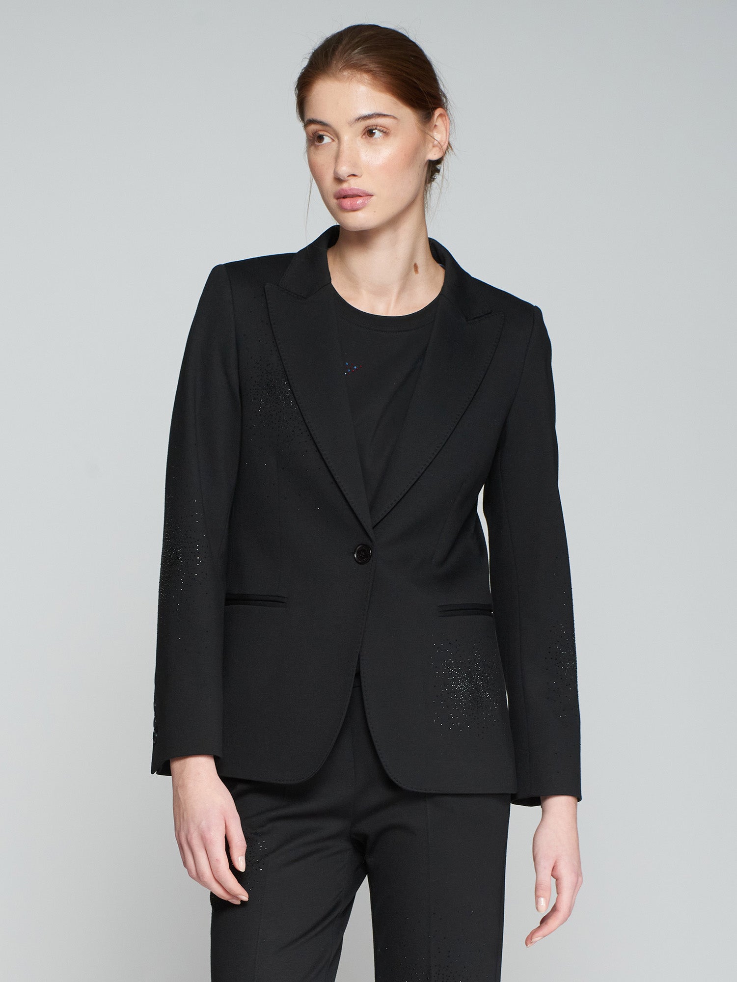 Vilagallo Black Sparkly Stone Embellished Blazer