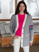 Vilagallo Four Stripes Grey Purel Wool Cardigan