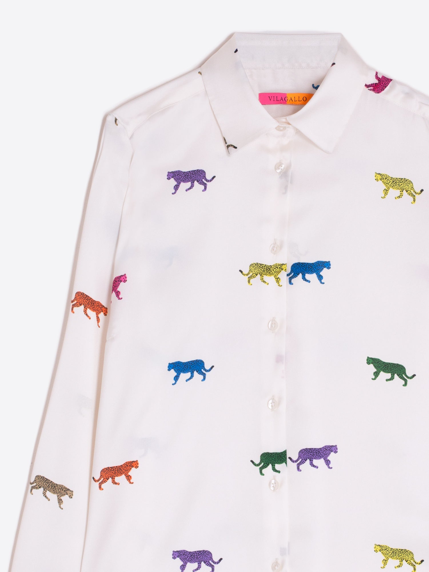 Vilagallo White Leopard Embroidered Shirt