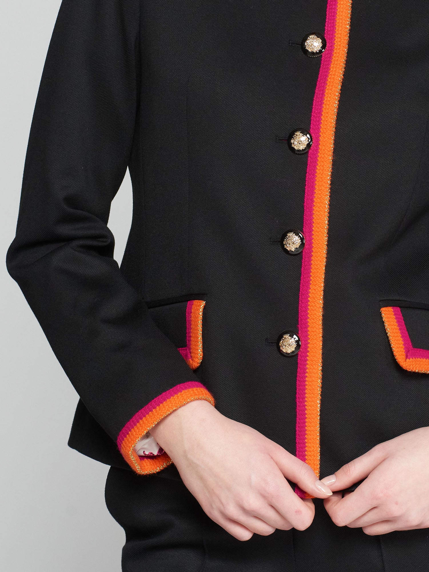 Vilagallo Black/Orange Stripe Jacket With Stand Up Collar