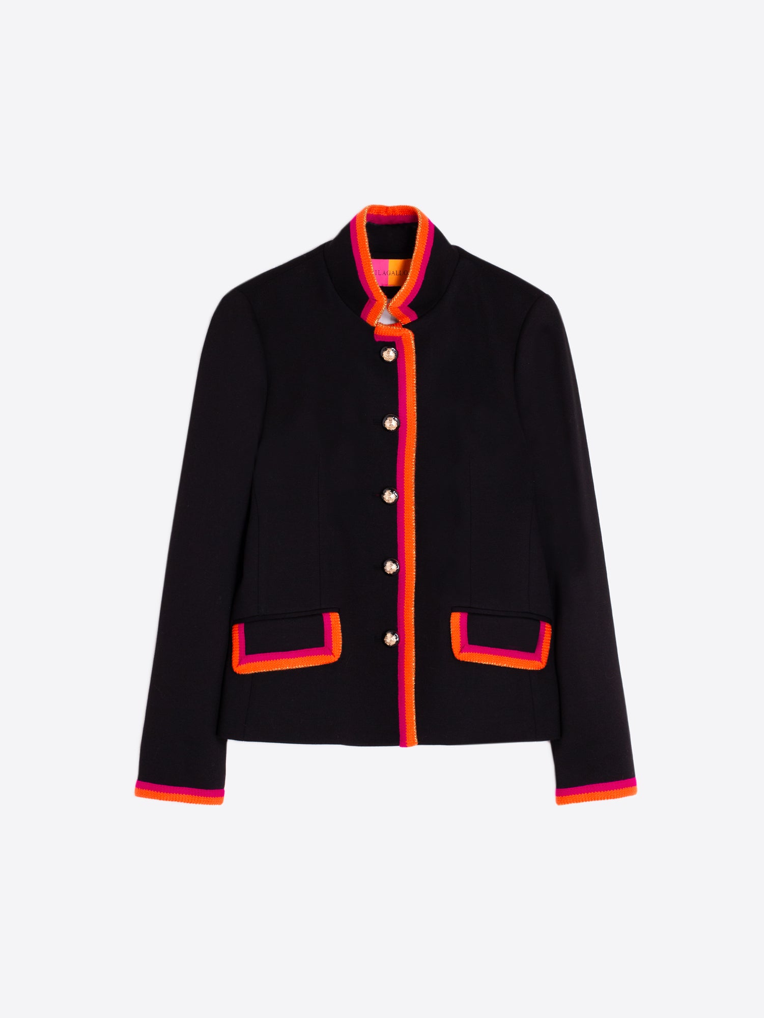 Vilagallo Black/Orange Stripe Jacket With Mandarin Collar