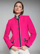 Vilagallo Bright Pink/Navy Mandarin Collar Jacket