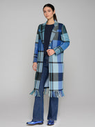 Vilagallo Katherin Blue Blanket Check Print Coat 