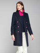 Vilagallo Navy Double Breasted Long  Coat