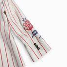 Vilagallo Summer Vibes Cream Pinstripe Blazer Closeup