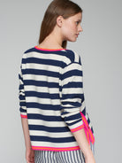 Vilagallo Navy/White Stripe Jumper With Neon Accents From Back 