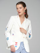 Vilagallo Cream Summer Fiesta Single Breasted Blazer