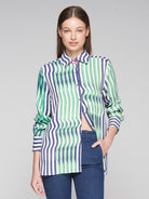 Vilagallo Multicolour Stripey Wave Print Summer Shirt