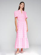 Vilagallo Leila Pink ikat Print Midi Dress