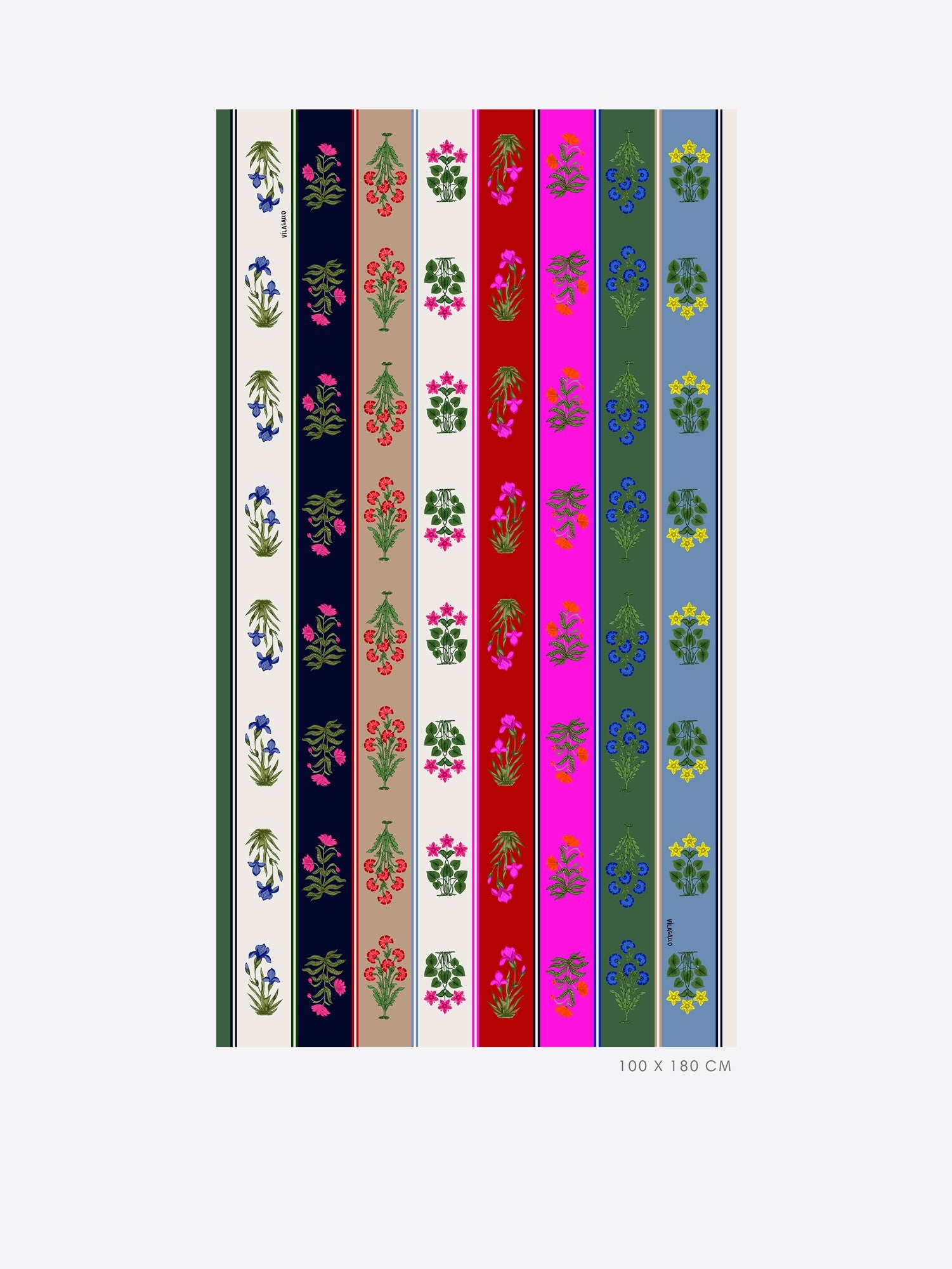 Vilagallo multi-coloured cotton scarf with floral print and vertical stripes