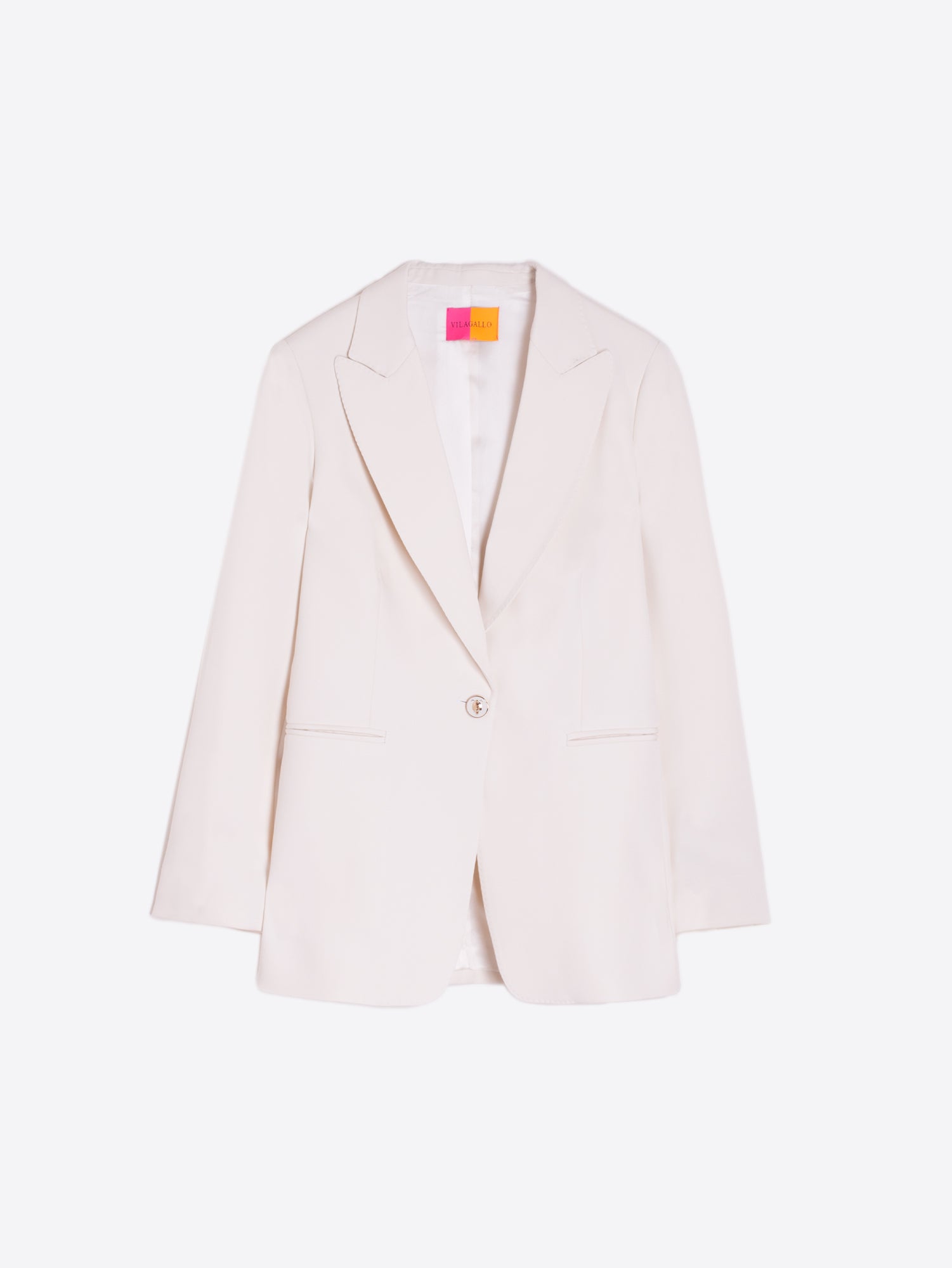 Vilagallo Cream Single Breasted Lapel Blazer For Women 